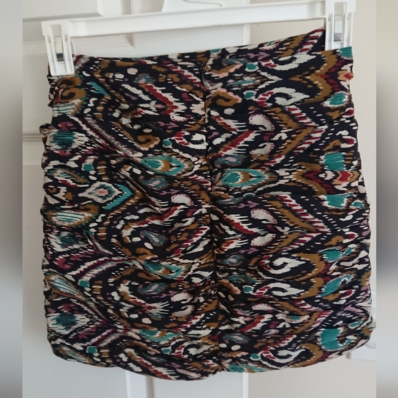 Zara multicolor printed ruffled gathered detail mini skirt size S - Picture 2 of 10